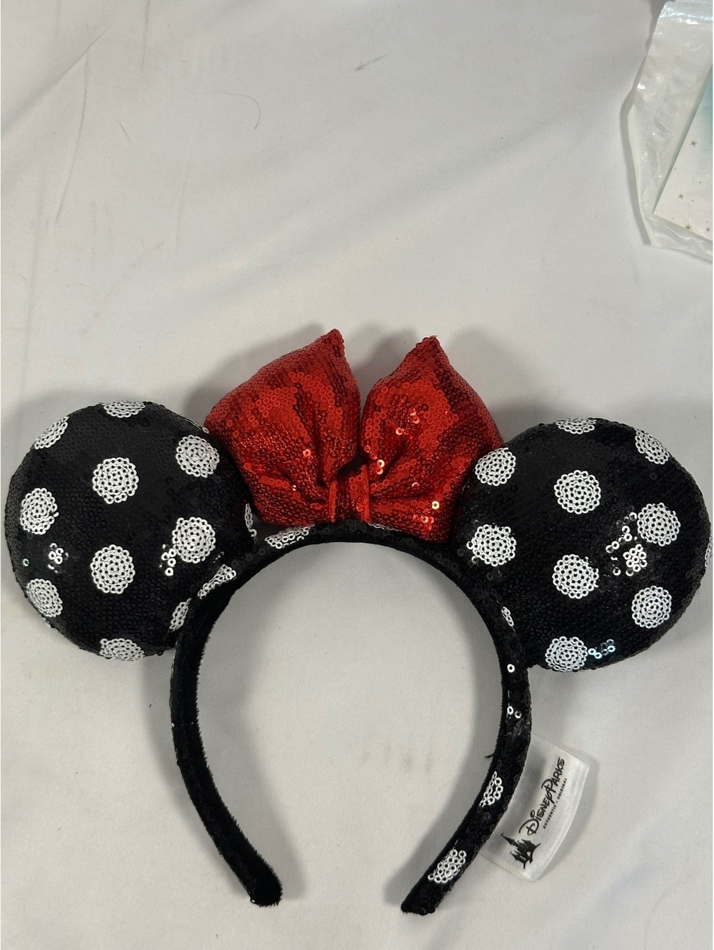 Disney Parks Authentic Original Minnie Mouse Sequin Polka Dot Ears Headband